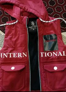 Red Padded Hoodie Vest kids.