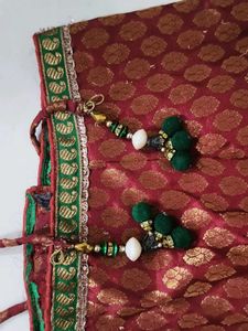 Golden &amp; Red Chaniya Choli