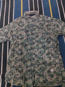 Camouflage Print Button-Down Shirt