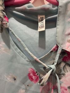 Floral Print Sheer Blue Top