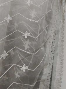 Elegant White Embroidered Dupatta