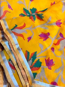 Vibrant Yellow Floral Saree