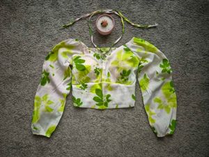 Green Floral Crop Top