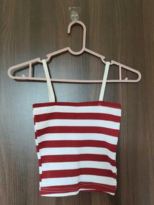 Red & White Striped Tube Top