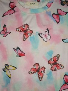 Cute Butterfly Print Tie-Dye T-Shirt