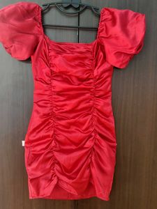 Red Ruched Bodycon Dress
