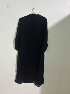 Elegant Black Kurti with Leaf Detail