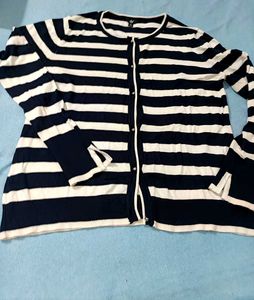 Black &amp; White Striped Cardigan