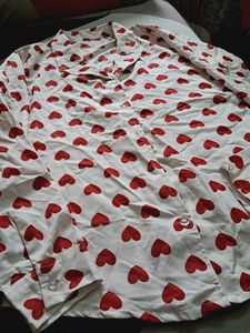 Heart Print White Shirt