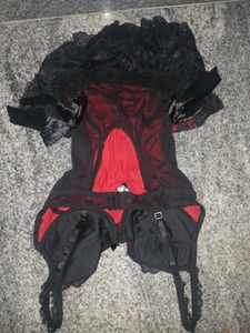 Gothic Red black babydoll top
