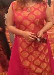 Beautiful Pink with Golden Embroidery