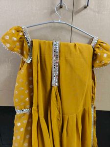 Yellow Sharara Suit Set with Mirror Work