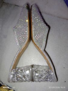 Sparkling Embellished Pointed Toe Mules