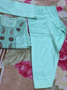 Elegant Mint Green Embroidered Kurta Set