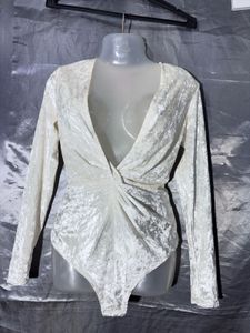 Velvet Plunge Neck Bodysuit