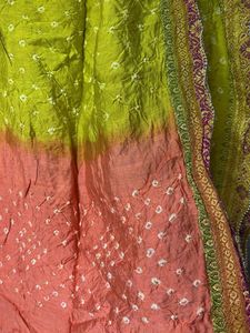 Gadwal bandhni double colour dress