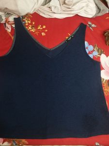 Branded Blue V Neck Top