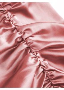 Satin Ruched Midi Dress with Slit