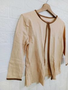 Elegant Beige 3/4 Sleeve Cardigan
