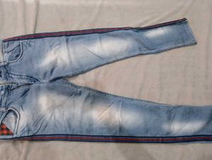 Light Wash Jeans with Side Stripe