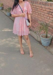 Cute Pink Floral Mini Dress