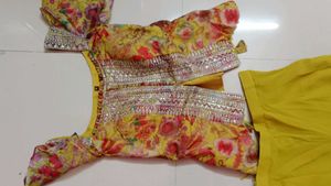 Vibrant Yellow Palazzo Pants and kurta set