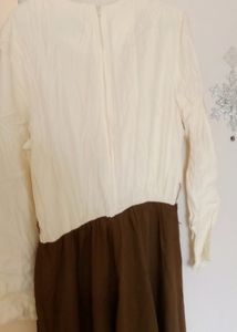 Maxi Cream N Brown Colour with seperate Jacket