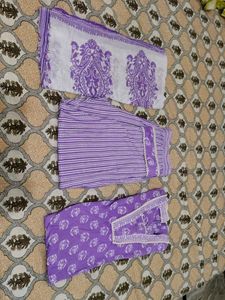 Purple Printed Kurta Set