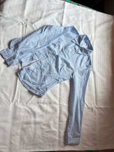 Light Blue Striped Button-Up Shirt
