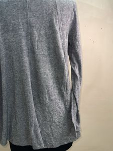 Grey Long Sleeve Crew Neck Top
