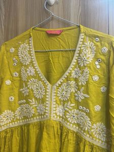 Yellow Embroidered Kurta Dress