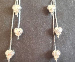 Thread Silver Rose drop Earrings Metal