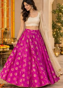 Vibrant Magenta Ethnic Skirt/ Lehenga/ Chania
