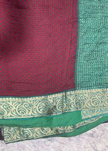 Vintage Indian Pure Chiffon Sari - Maroon & Teal