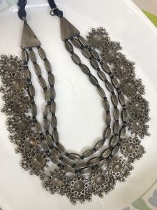 Boho Oxidised Silver Layered Necklace