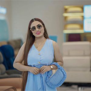 Light Blue Striped Button-Up Midi Dress