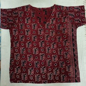 Ajrakh Print Dyed Cotton Tops (Combo of 2)