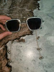 Sparkling Embellished Square Sunglasses