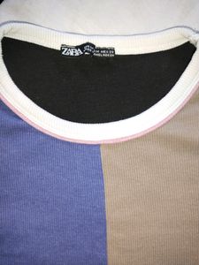 Colorblock Ribbed Cropped Tee
