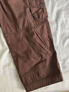 Brown Cargo Cropped Pants