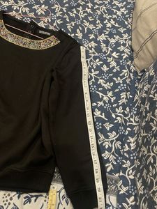 Sassafras Embellished Black Sweatshirt