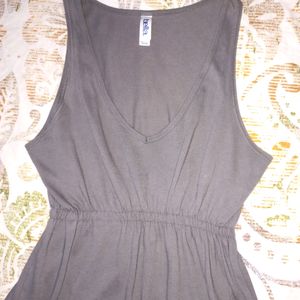 Grey V-neck High Waist Mini Dress