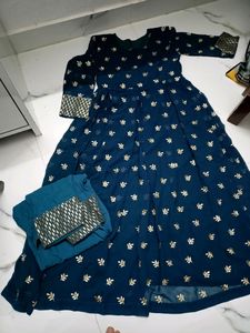 Teal Dress With Pant N Dupatta