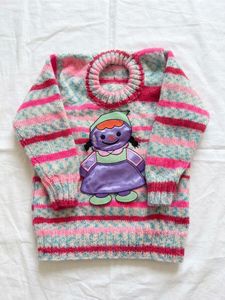 Hand-Knitted Warm Winter Sweater for Kids 🧶💖