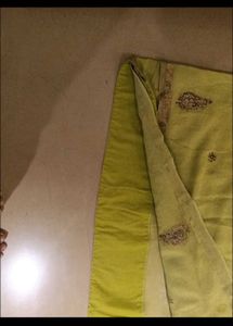 Elegant Olive Green Embroidered Saree