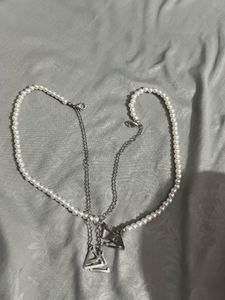 Silver Flower Earrings n pearl strap