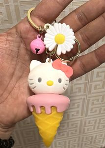 Cute Hello Kitty Ice Cream Cone Keychain