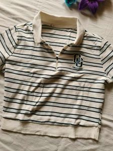 Striped Polo Crop Top