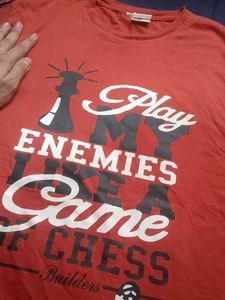 Red T-Shirt with Chess Graphic (Sleeveless)