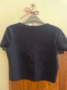 Navy Cropped Cardigan